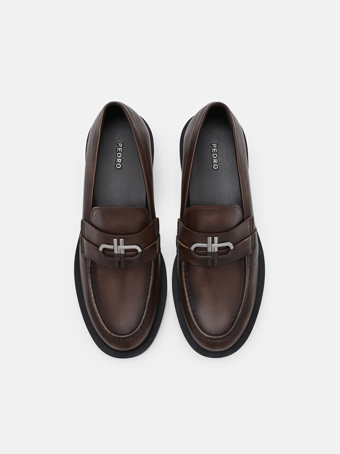Duet Leather Loafers, Dark Brown