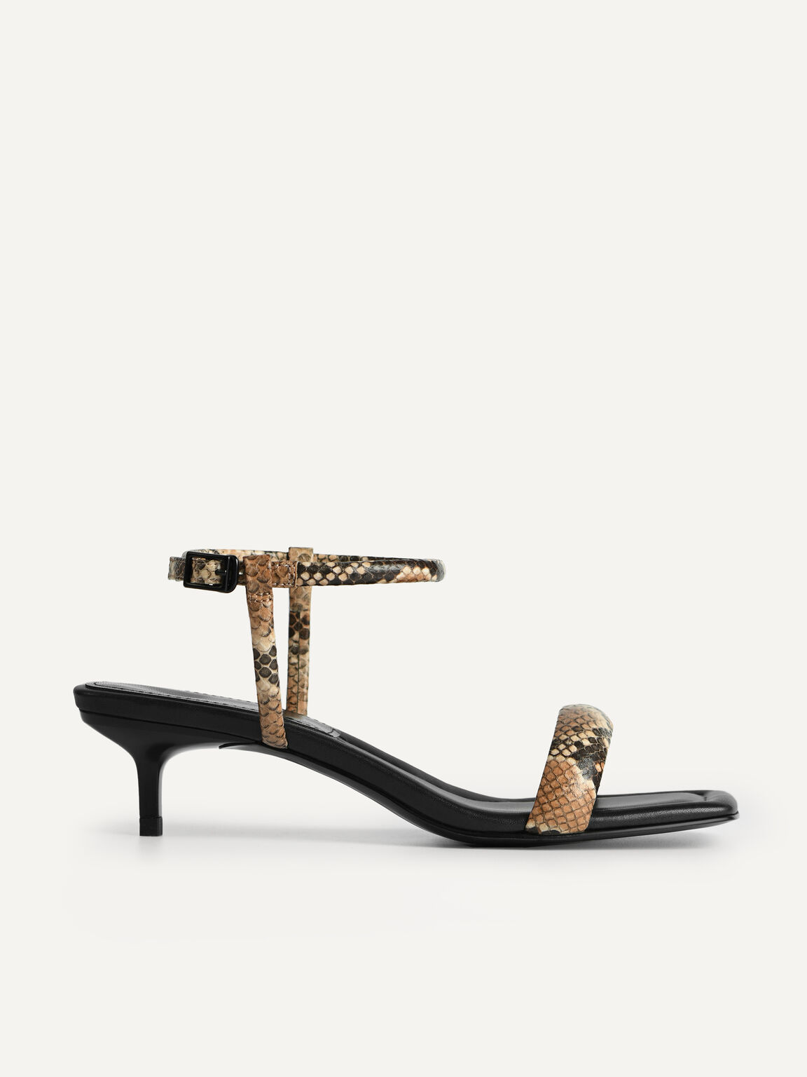 Snake-Effect Strappy Heeled Sandals, Multi