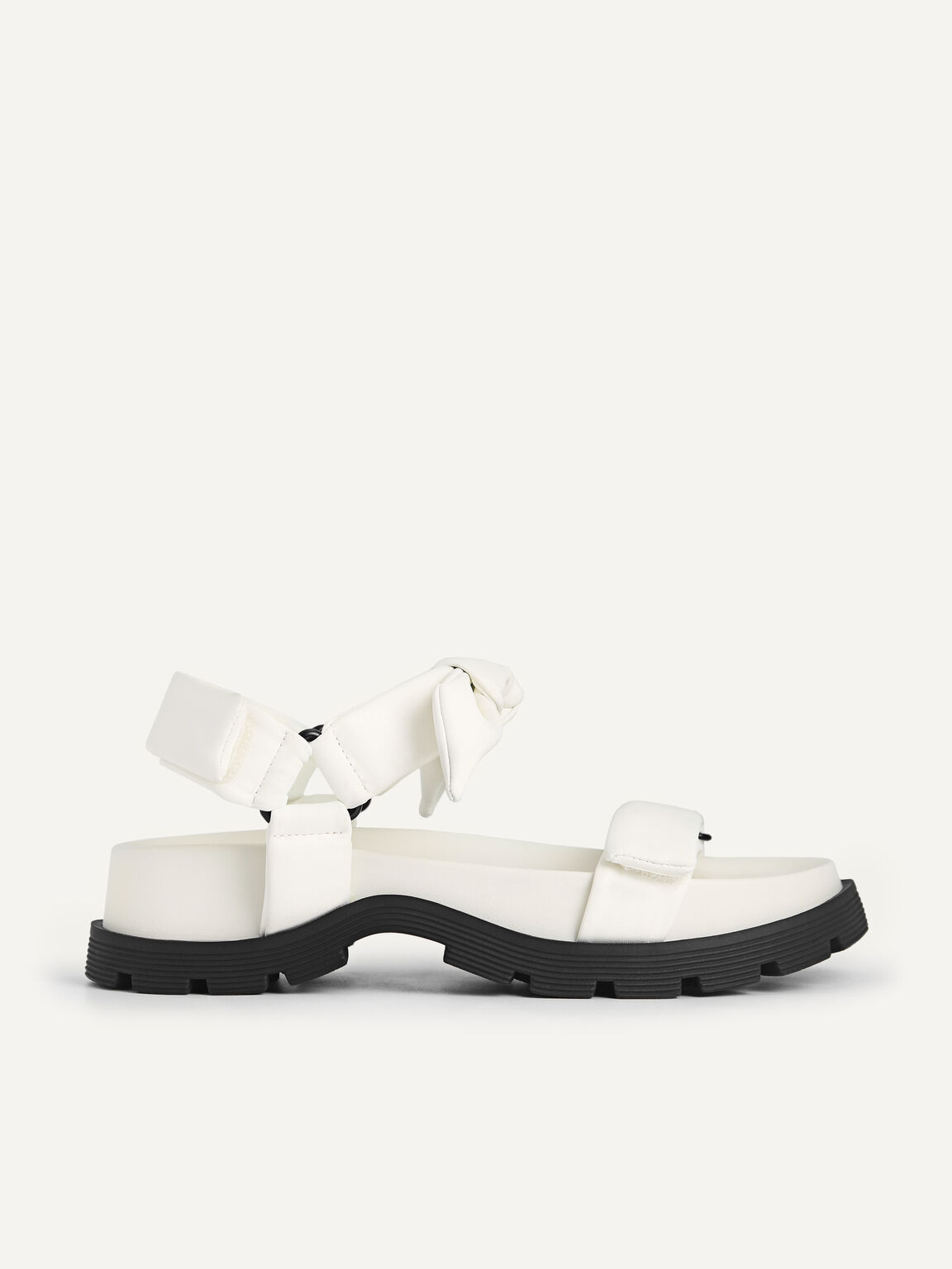 Flatform Sandals with Twisted Knot, Chalk