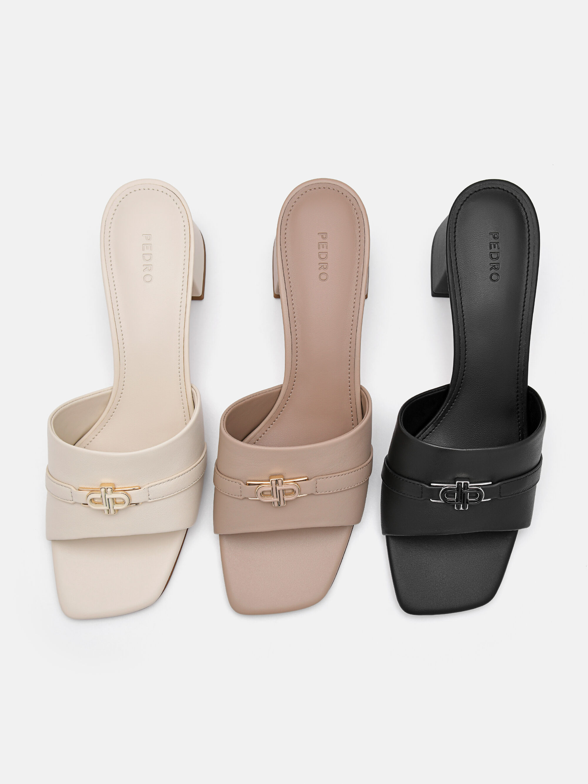 Black Leather Heel Sandals - PEDRO SG