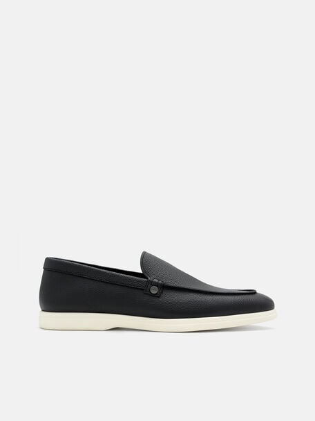Oliver Tumbled Leather Loafers, Black Tumble
