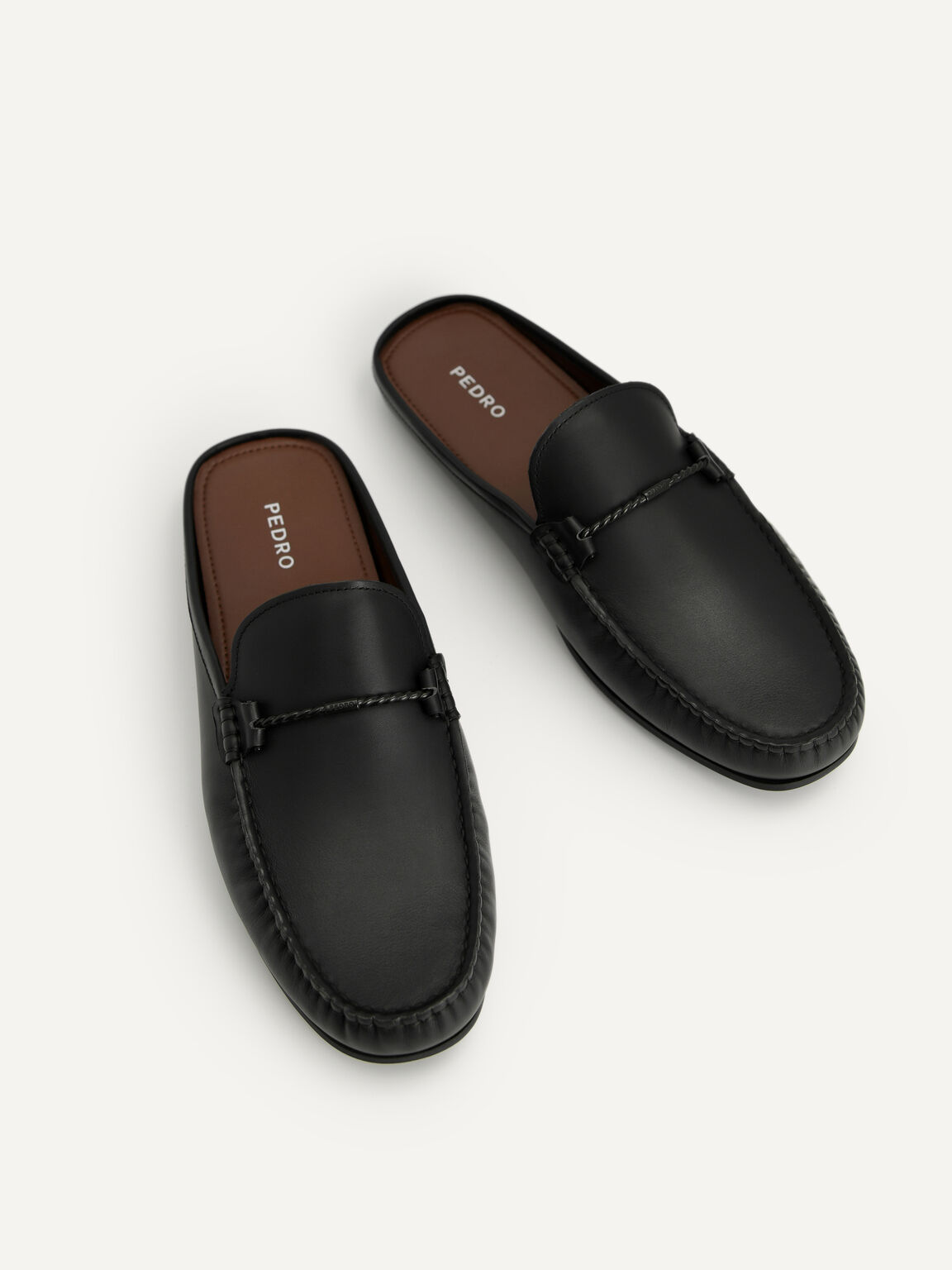 Leather Slip-On Loafers, Black
