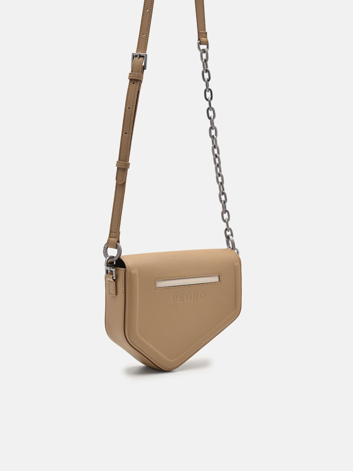 Taper Leather Mini Sling Bag, Sand