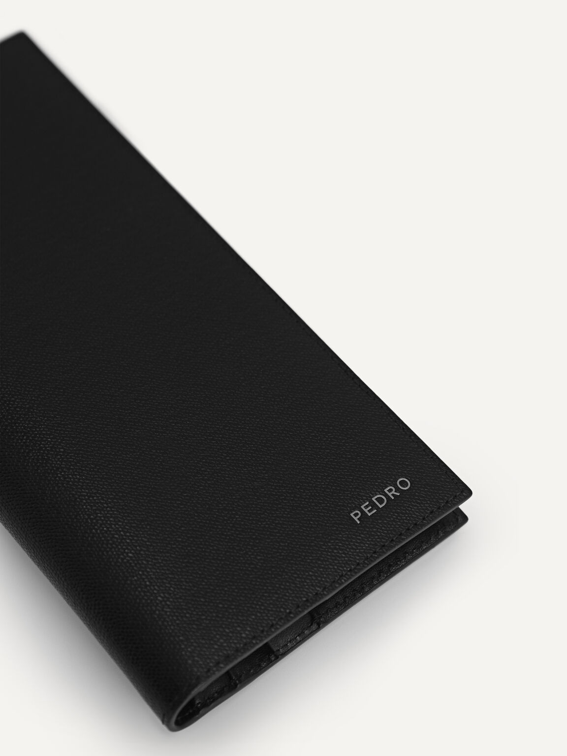 Full-Grain Long Leather Wallet, Black