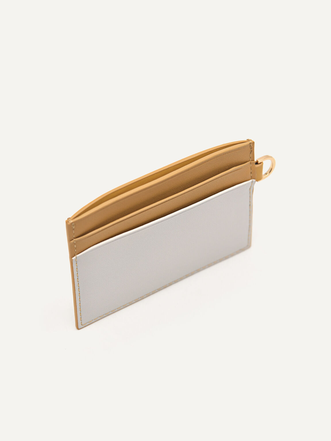 Two-Tone Leather Cardholder, Chalk
