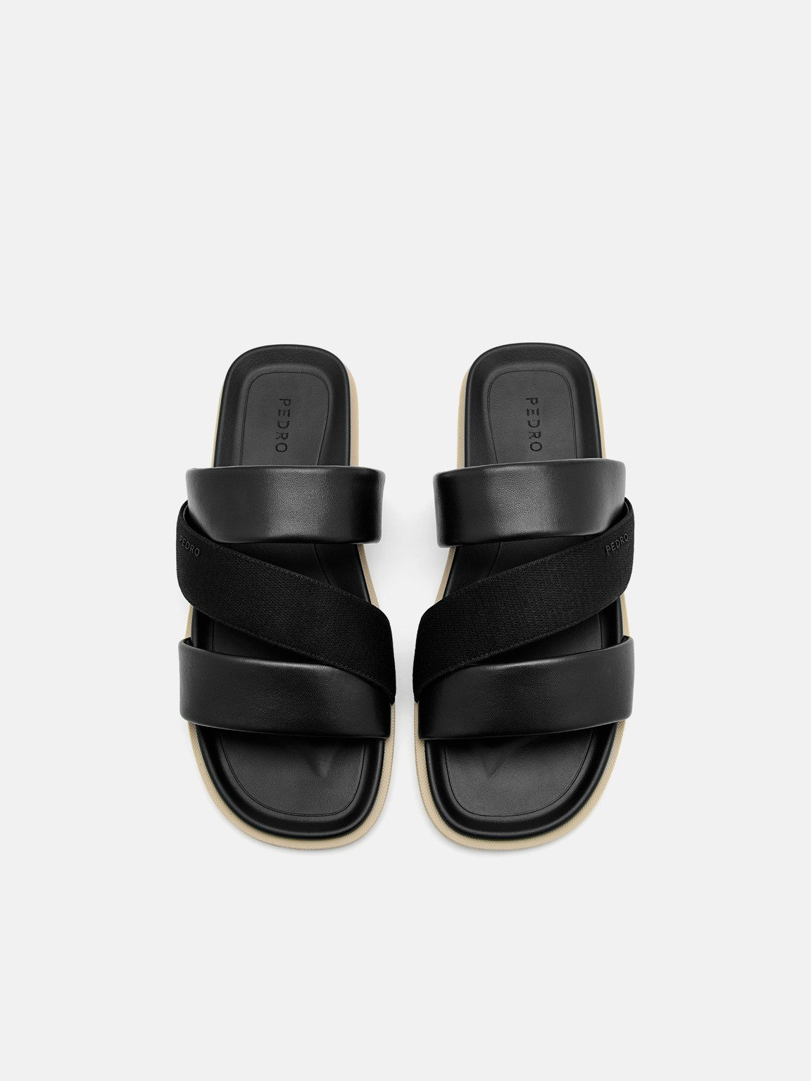 Tri-Band Slide Sandals, Black