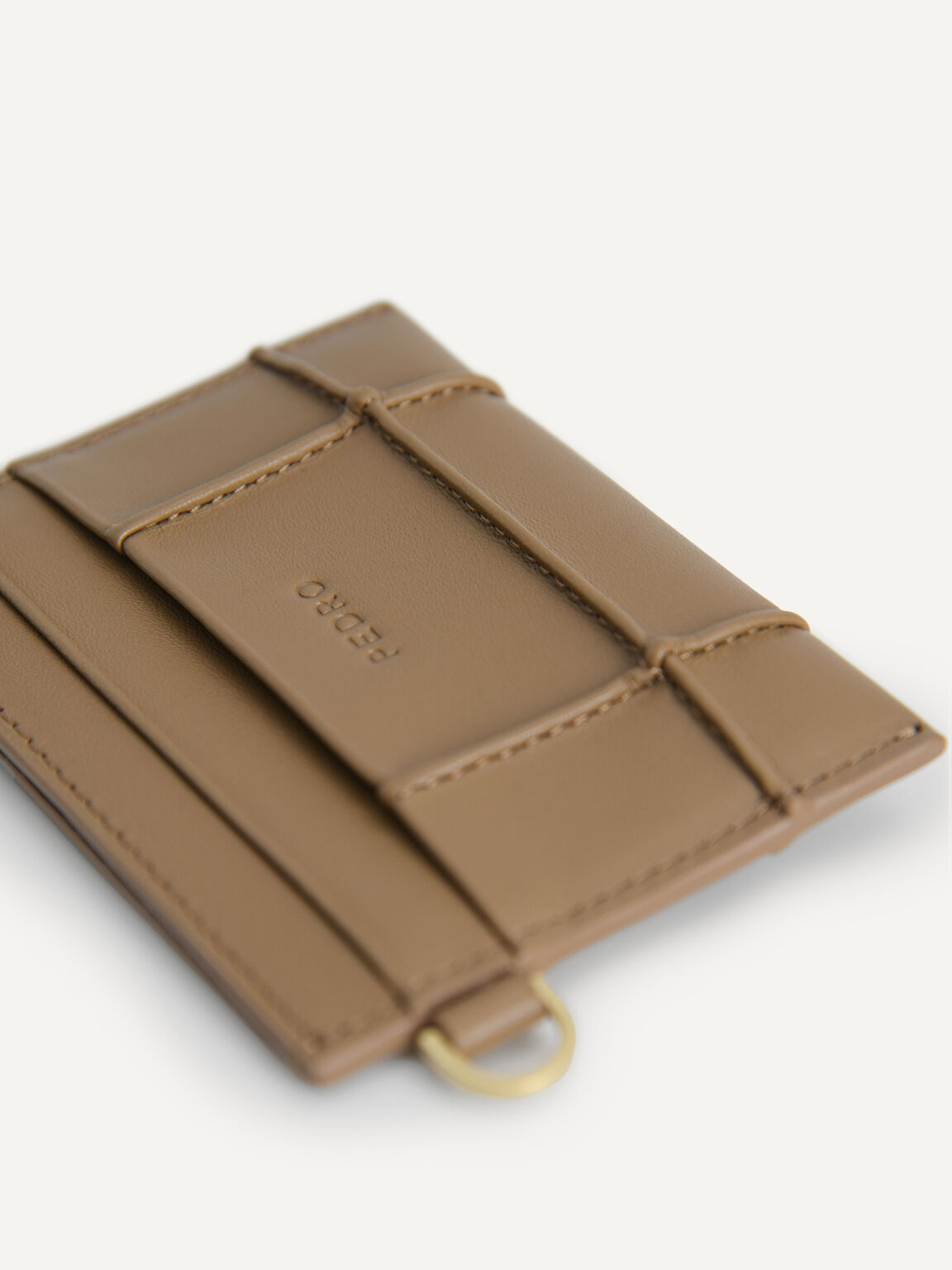 Leather Card Holder, Brown, hi-res