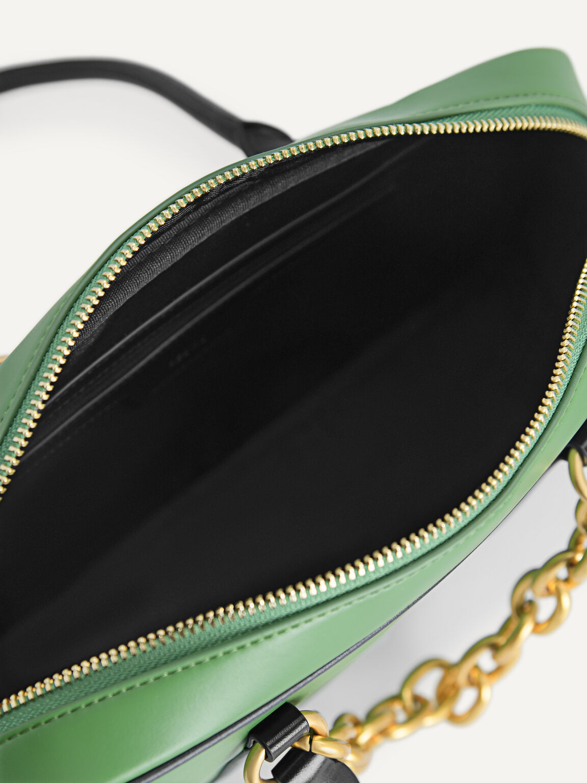 Chain Detailed Top Handle Bag, Green