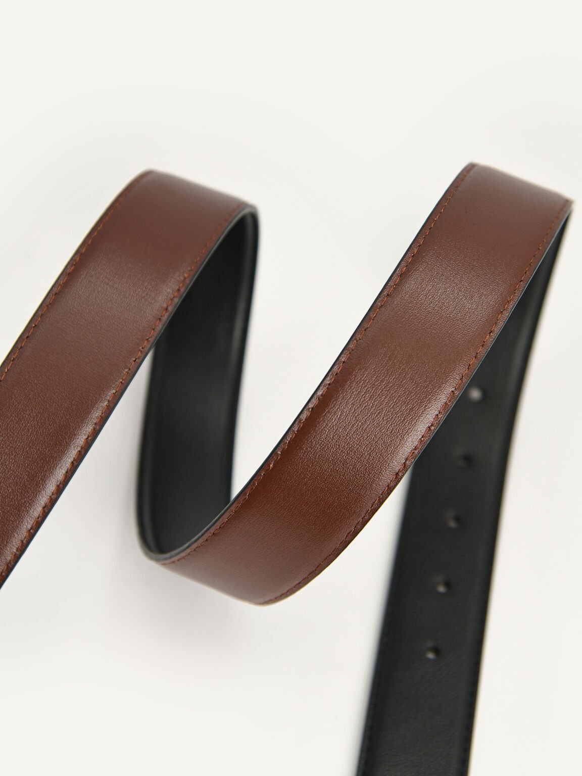 Reversible Embossed Leather Belt, Black