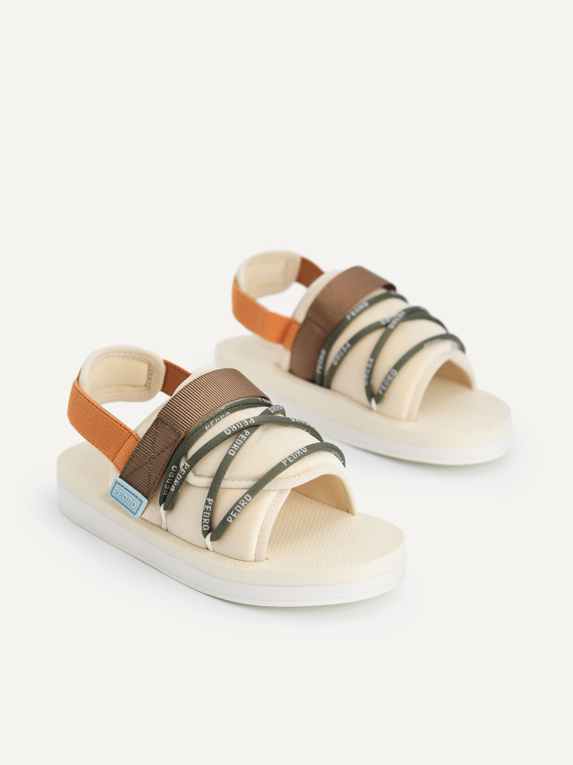 Colourblock Cord Sandals, Beige