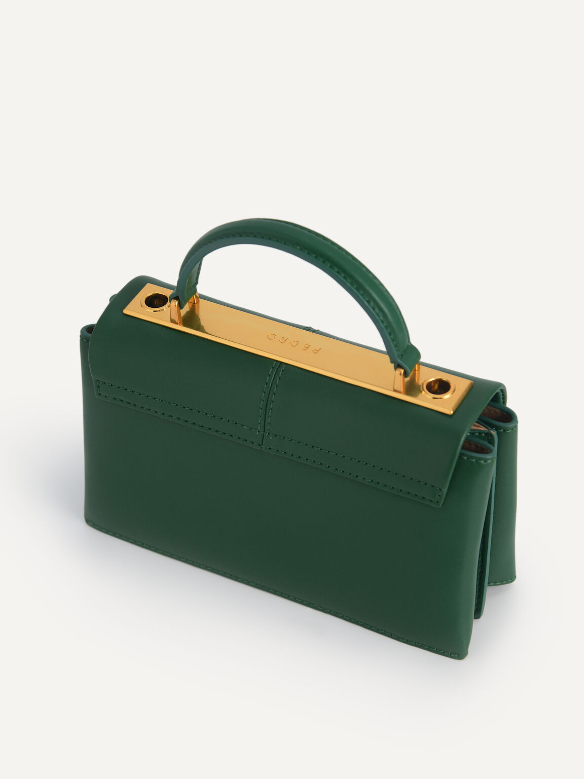 Mini Leather Top Handle Bag, Green