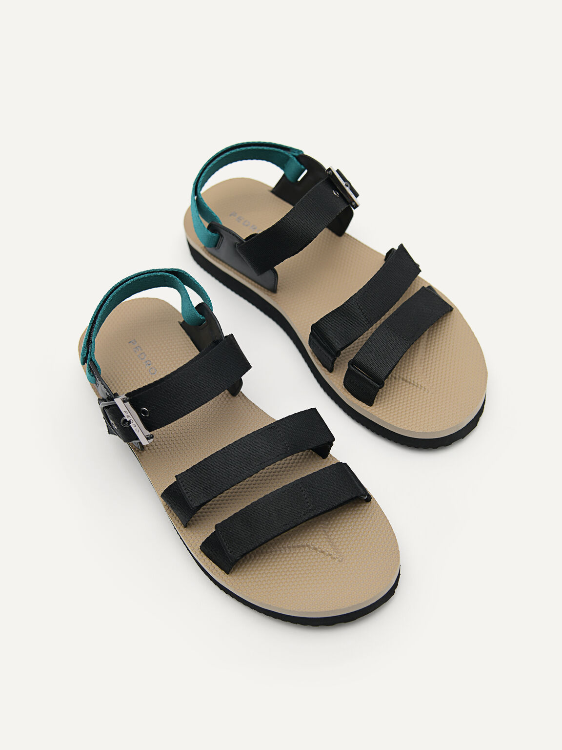Nylon Strap Barcode Sports Sandals, Black