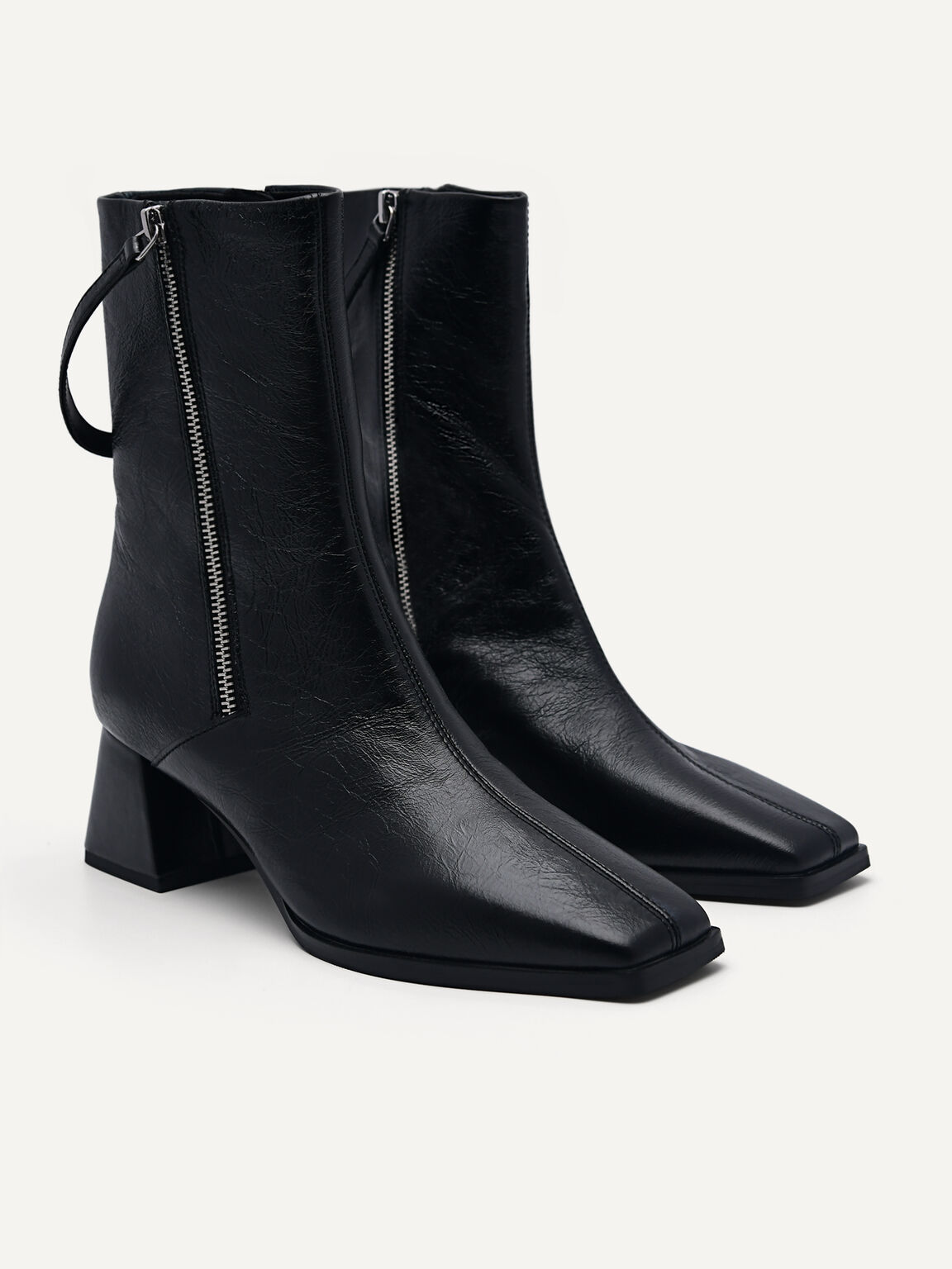 Leather Weimar Ankle Boots, Black