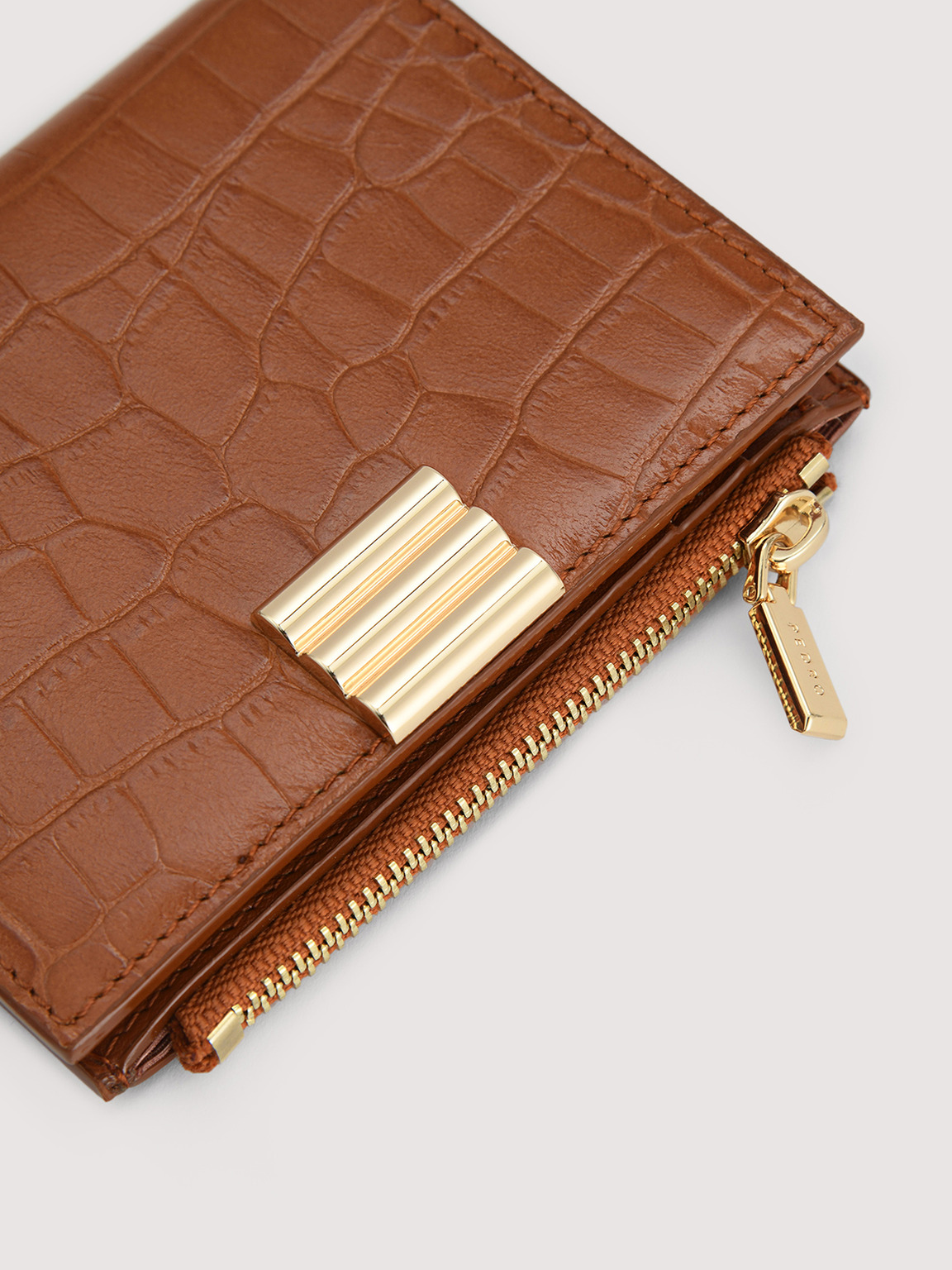 Embossed Leather Wallet, Cognac