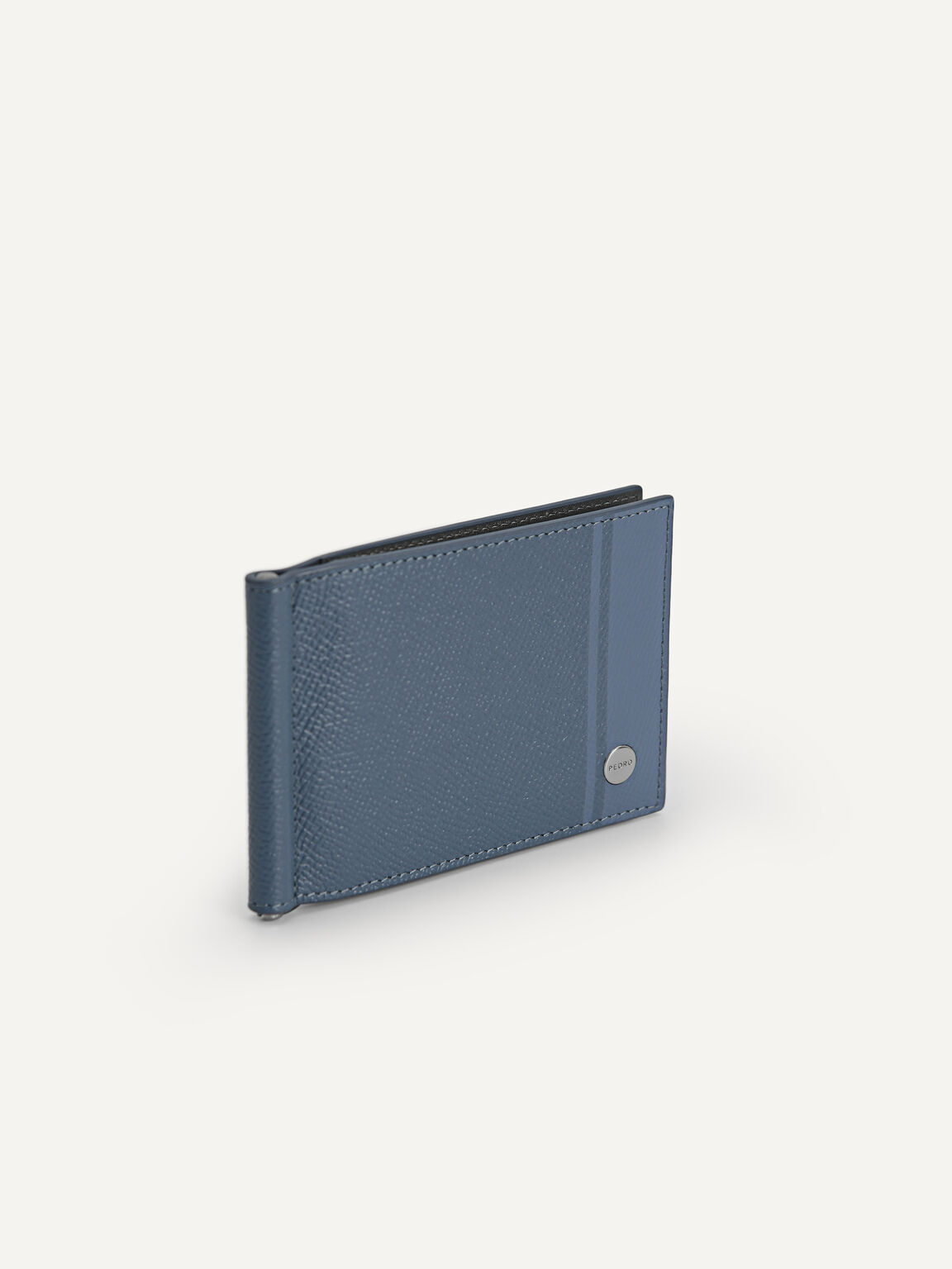 Textured Leather Bi-Fold Wallet, Slate Blue