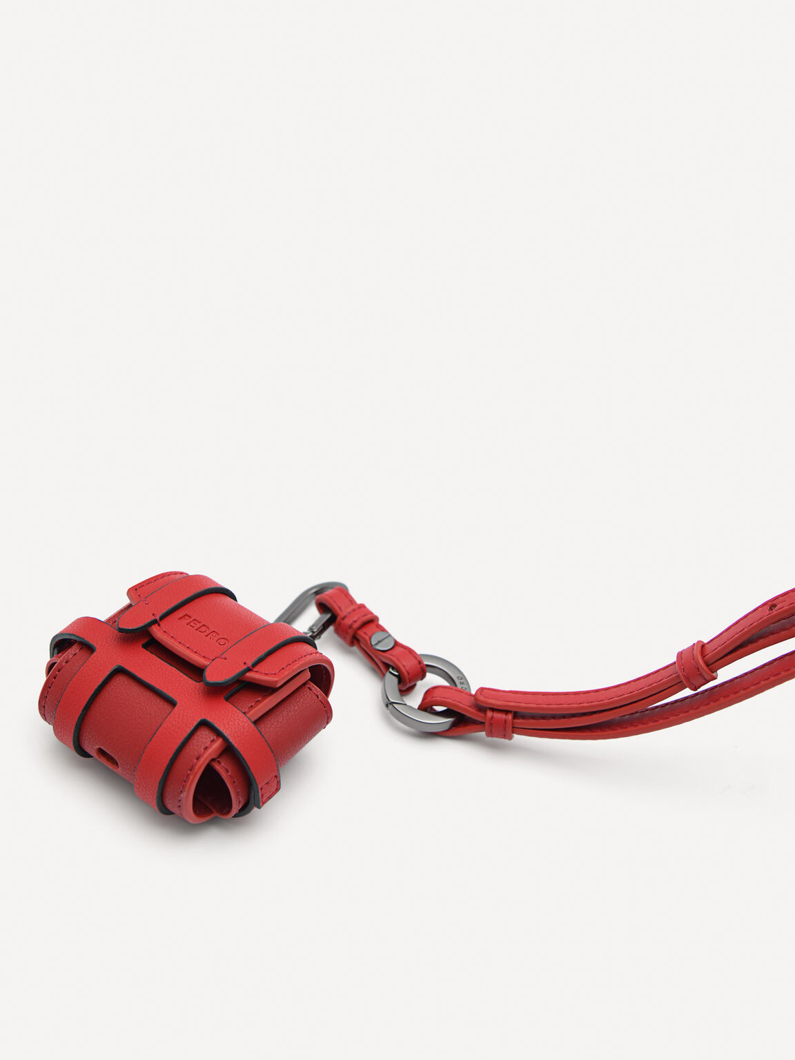 皮革AirPods Pro保護套帶鑰匙扣, 红色