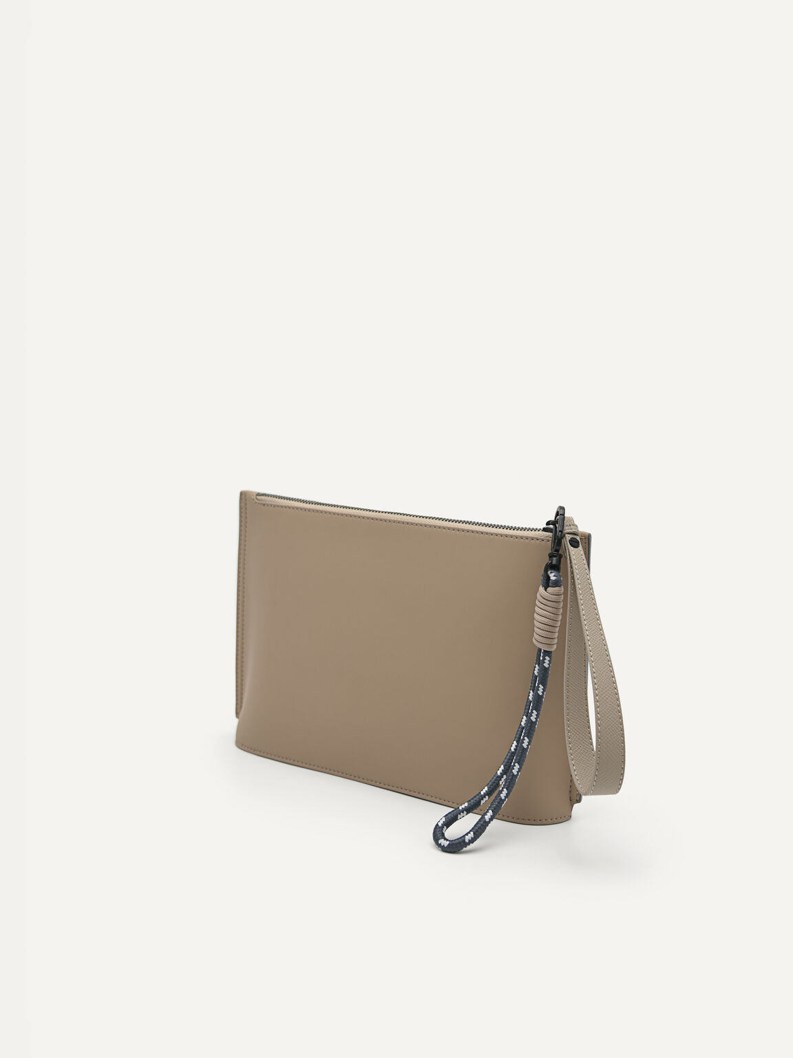 Synthetic Leather Clutch, Taupe