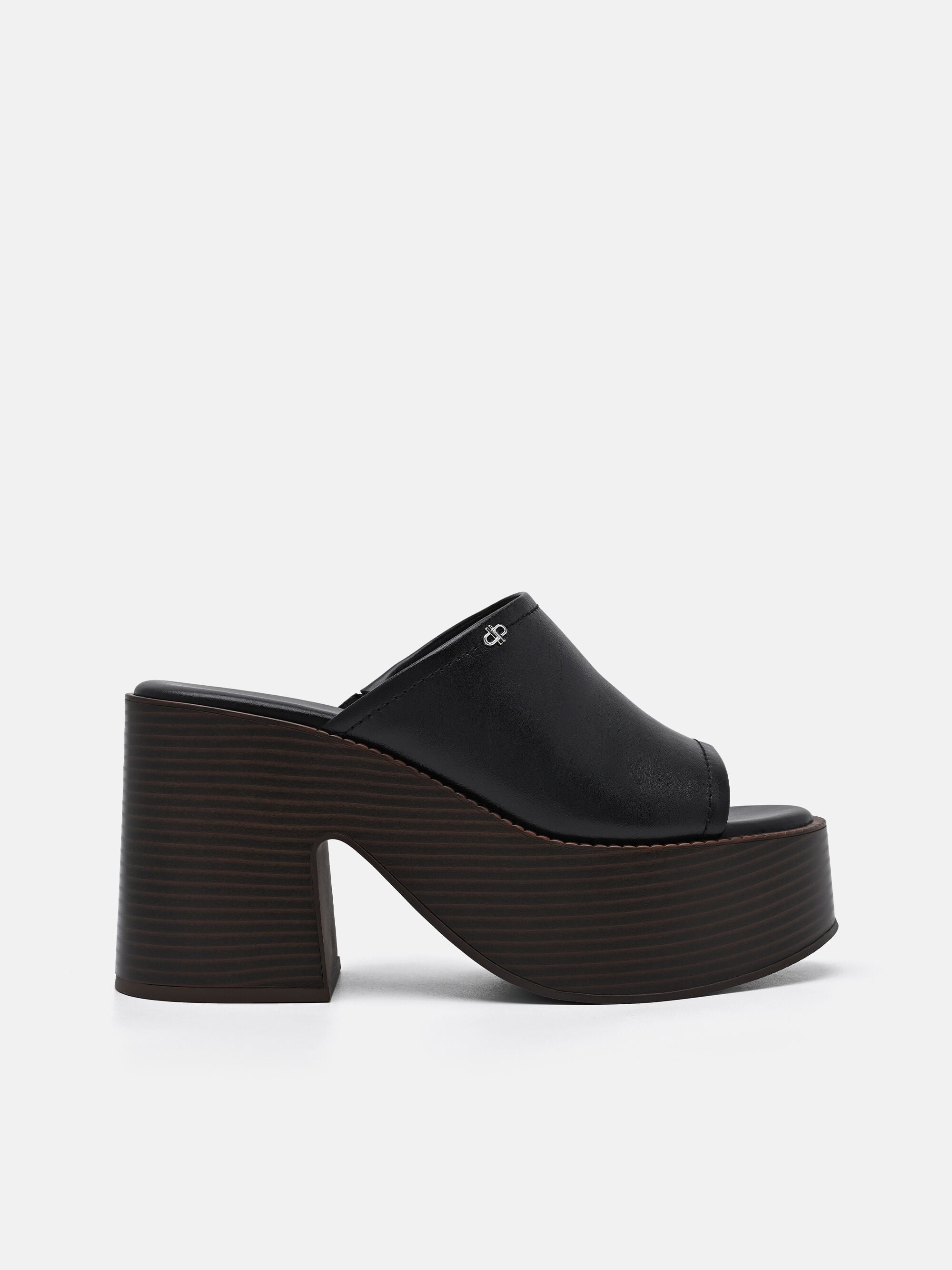 ALM. CIELO PLATFORM SANDALS （Black） Black Estella Leather Platform Wedge Sandals - PEDRO US