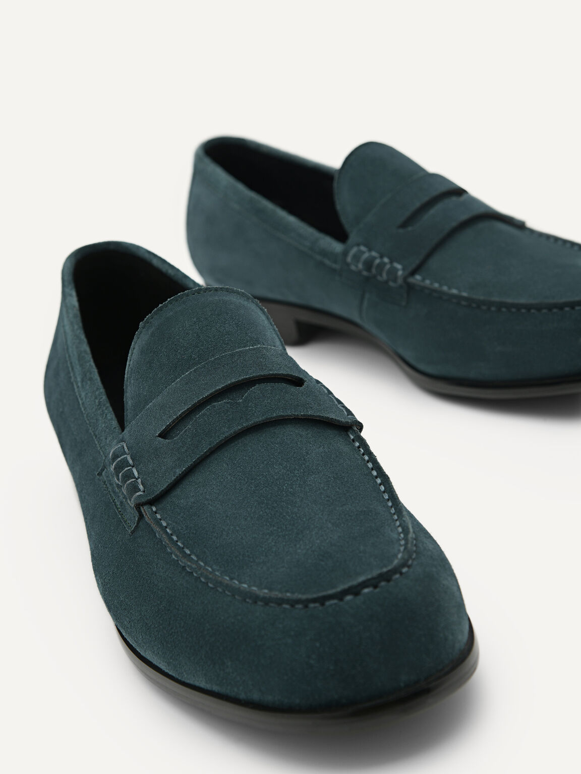 Leather Penny Loafers, Teal