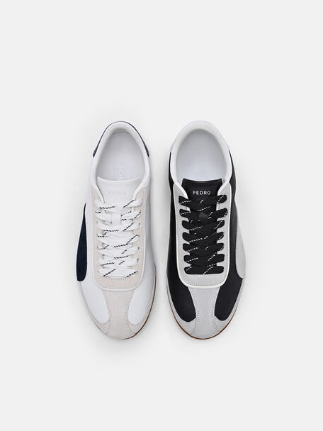 Crest Leather Sneakers, Black