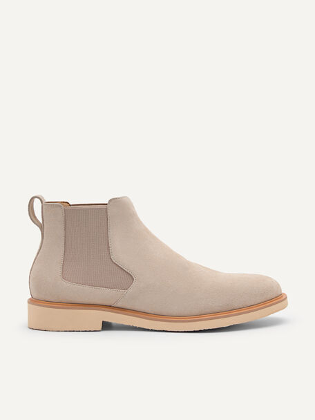 Beige Leather Ankle Boots, Beige