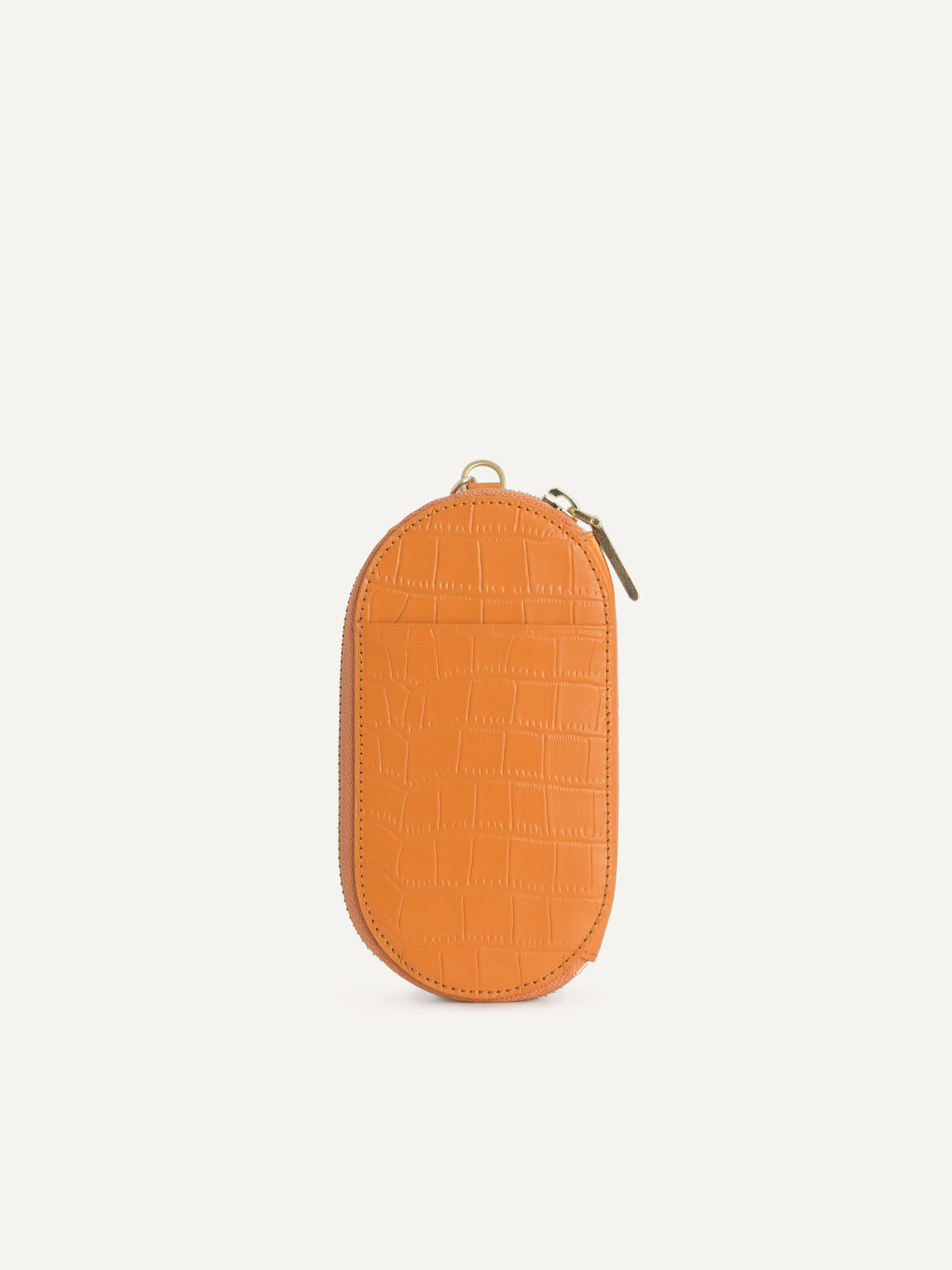Textured Leather Pouch, Orange