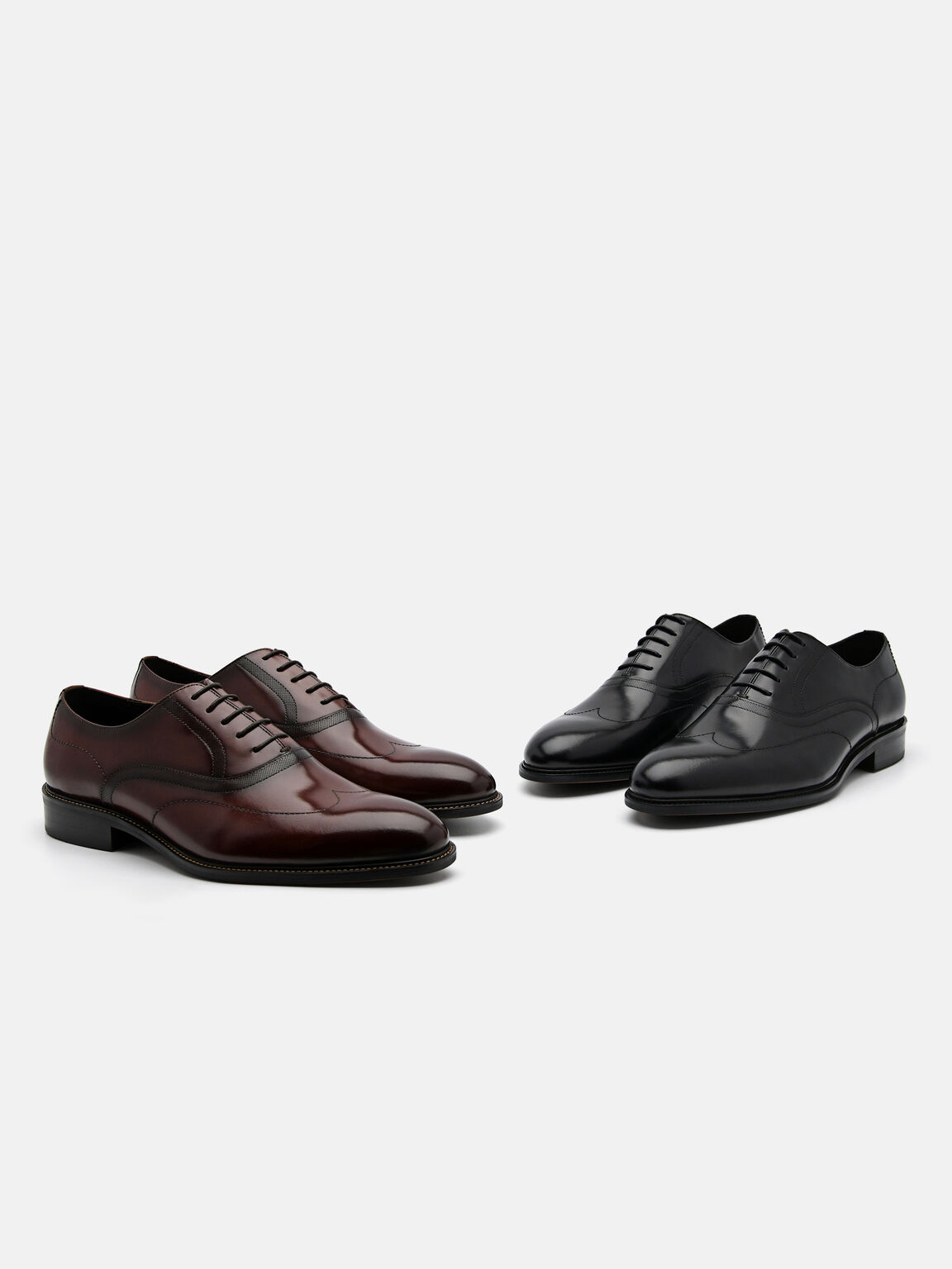 Leather Wingtip Oxford Shoes, Brown