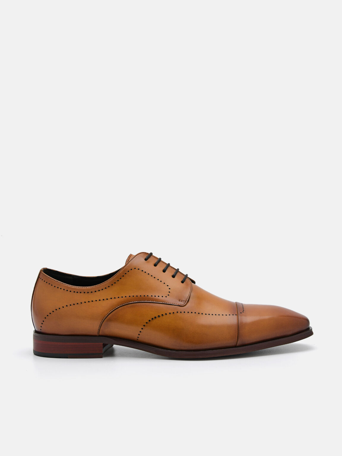 Leather Brogue Derby Shoes, Camel
