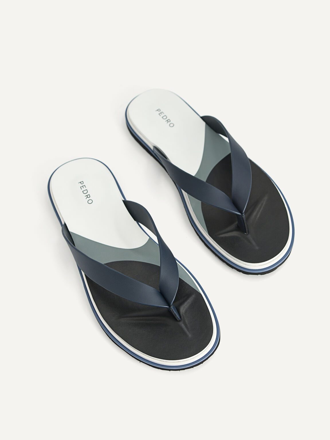 Multicoloured Thong Sandals, Navy