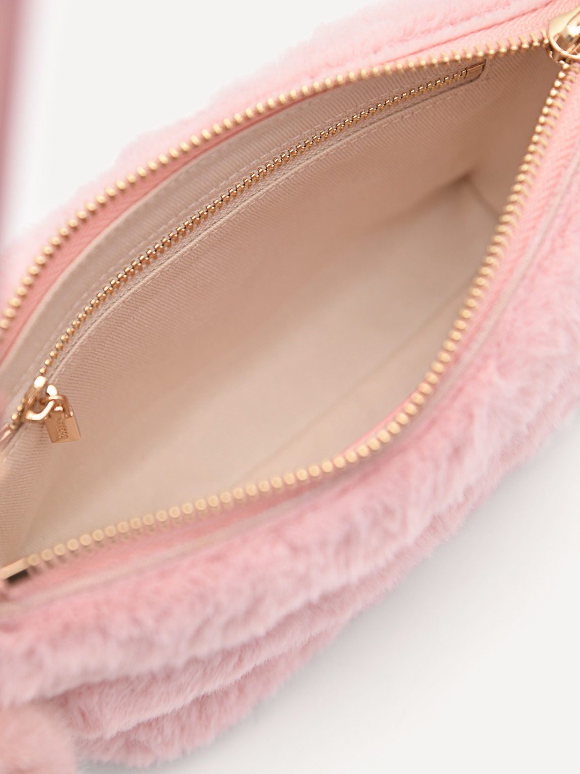 Padded Pouch with Fur Charm, Blush