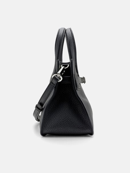 Danielle Small Leather Handbag, Black Tumble