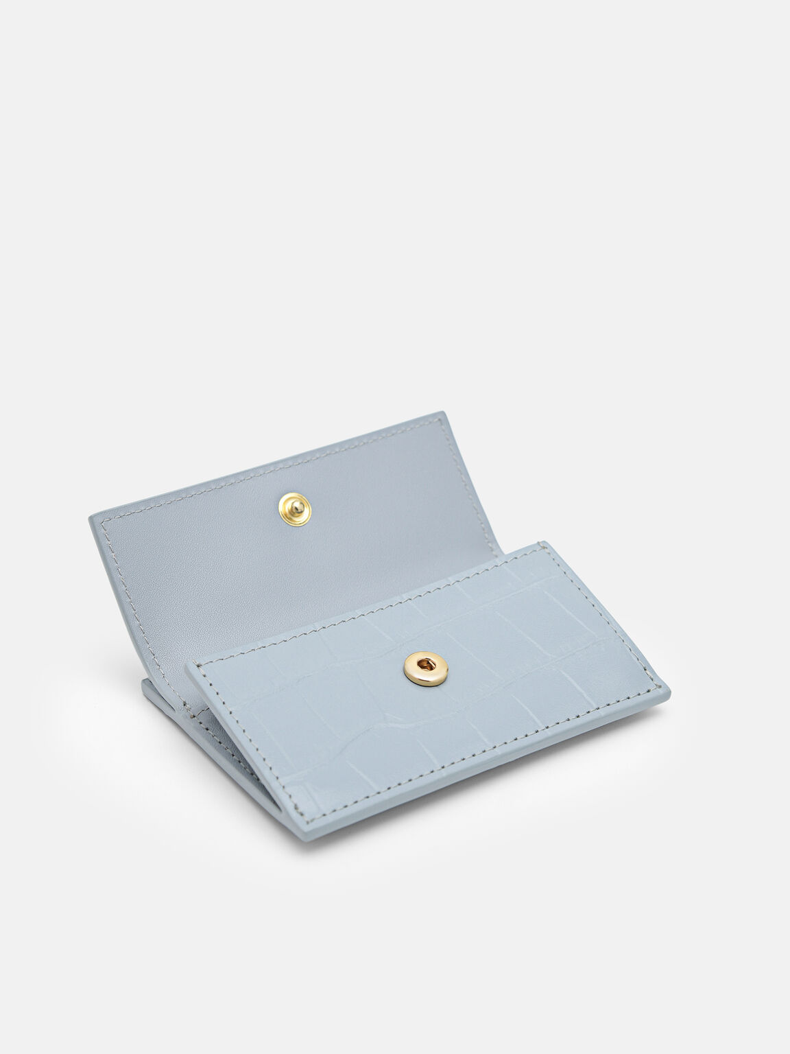 PEDRO Icon Leather Card Holder, Slate Blue
