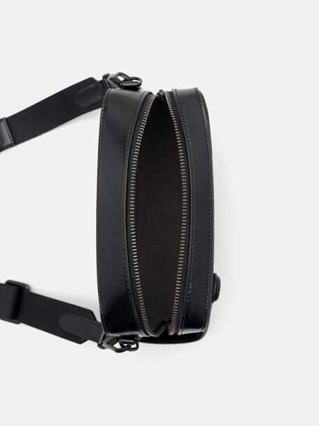 Leather Sling Bag, Black