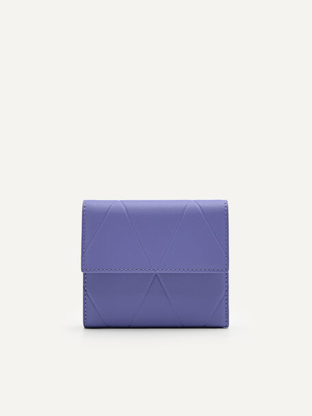 Leather Tri-Fold Wallet in Pixel, Violet