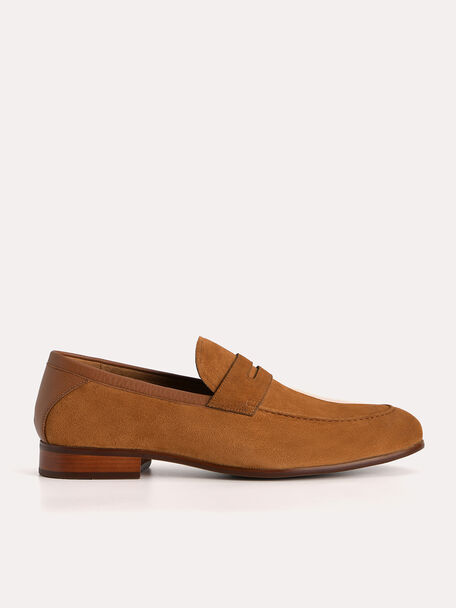 Suede Penny Loafers, Camel