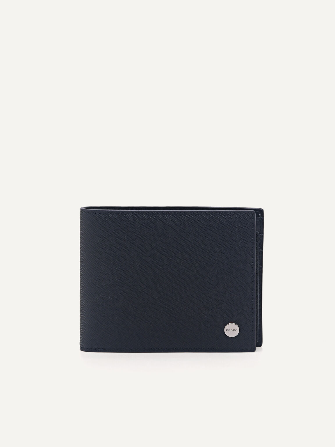 Leather Bi-Fold Wallet with Insert, Navy, hi-res
