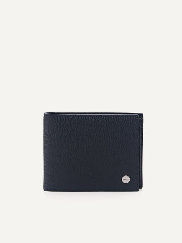 Leather Bi-Fold Wallet with Insert, Navy