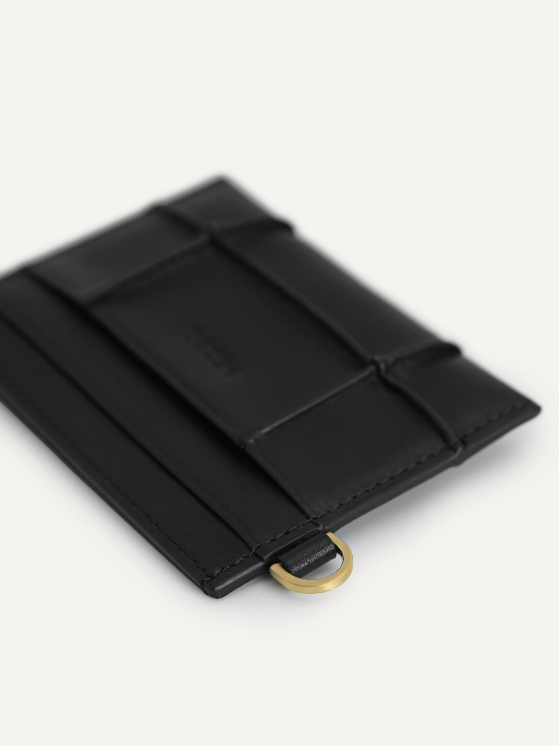 Leather Card Holder, Black, hi-res