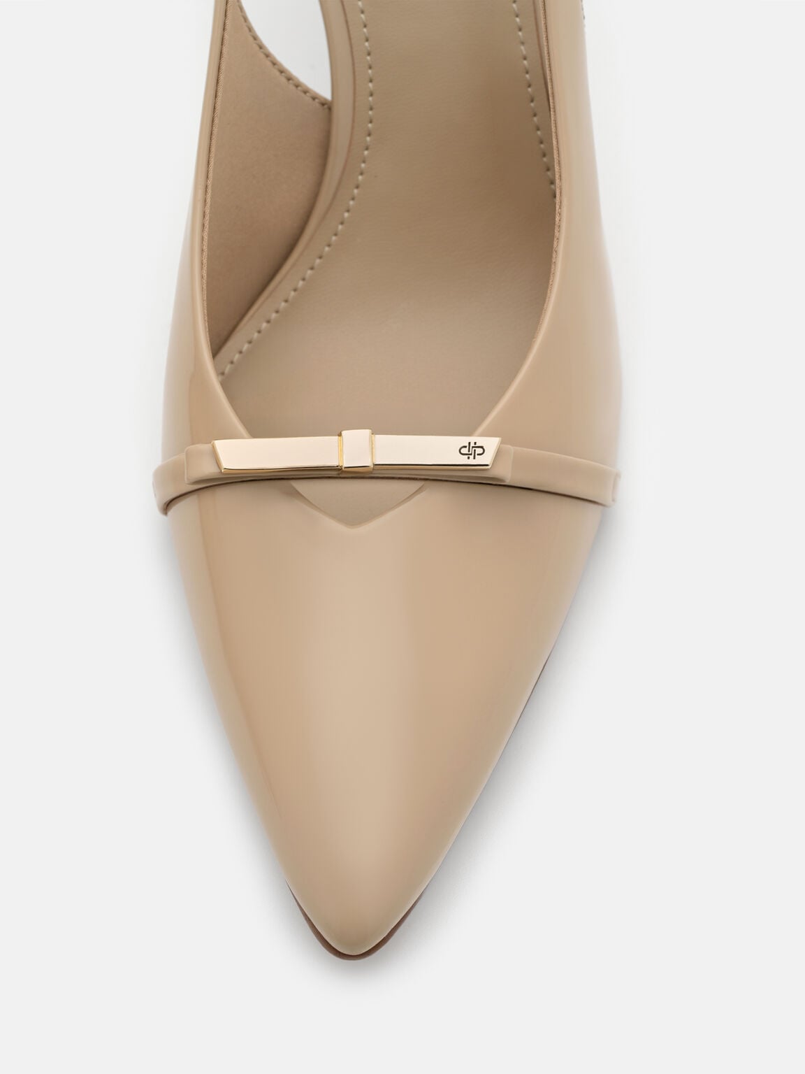 Jeanine Patent Leather Heel Slingback Pumps, Sand Patent