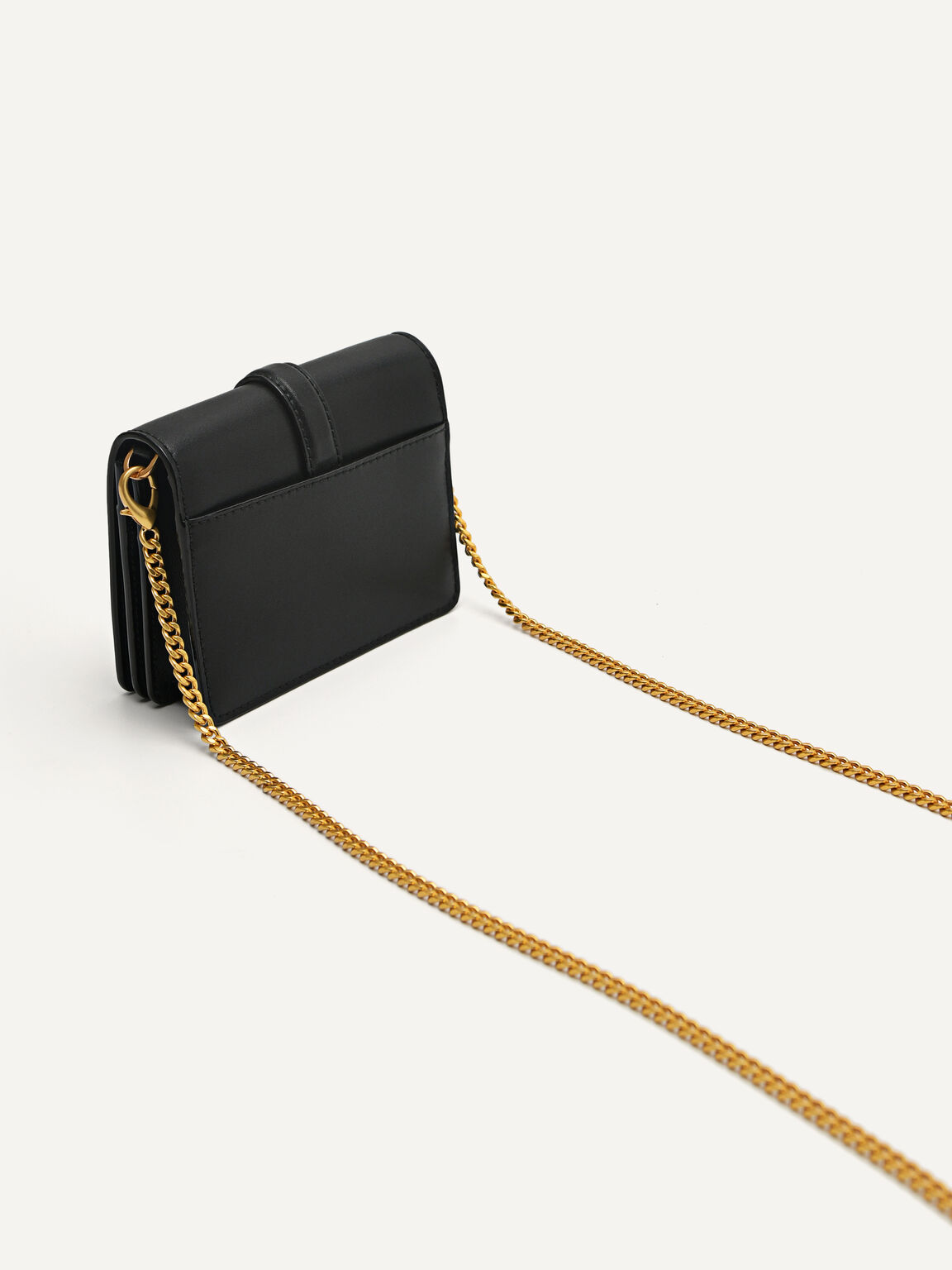 Mini Pouch with Thin Metal Chain, Black