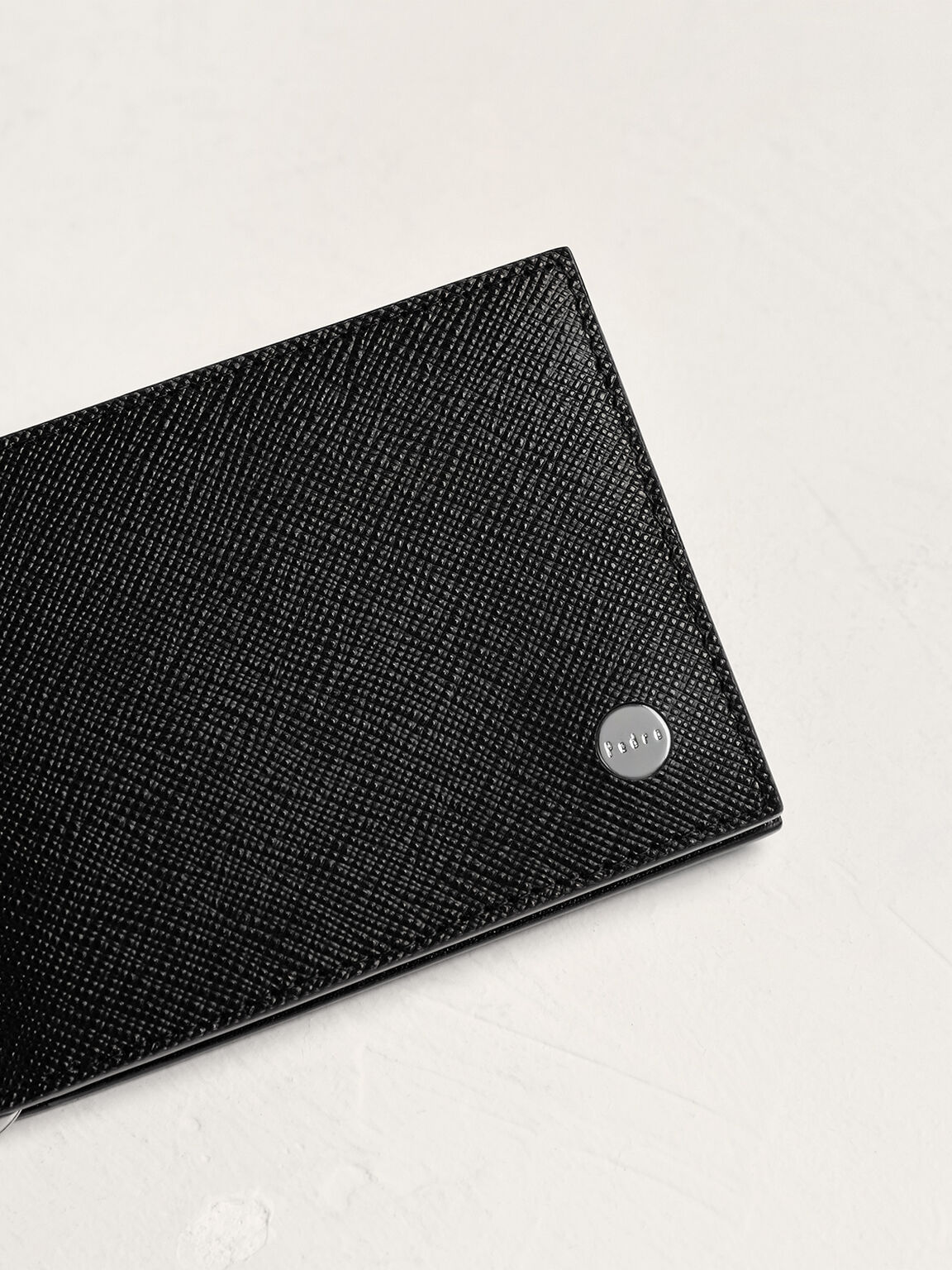 Leather Bi-Fold Money Clip Cardholder, Black, hi-res