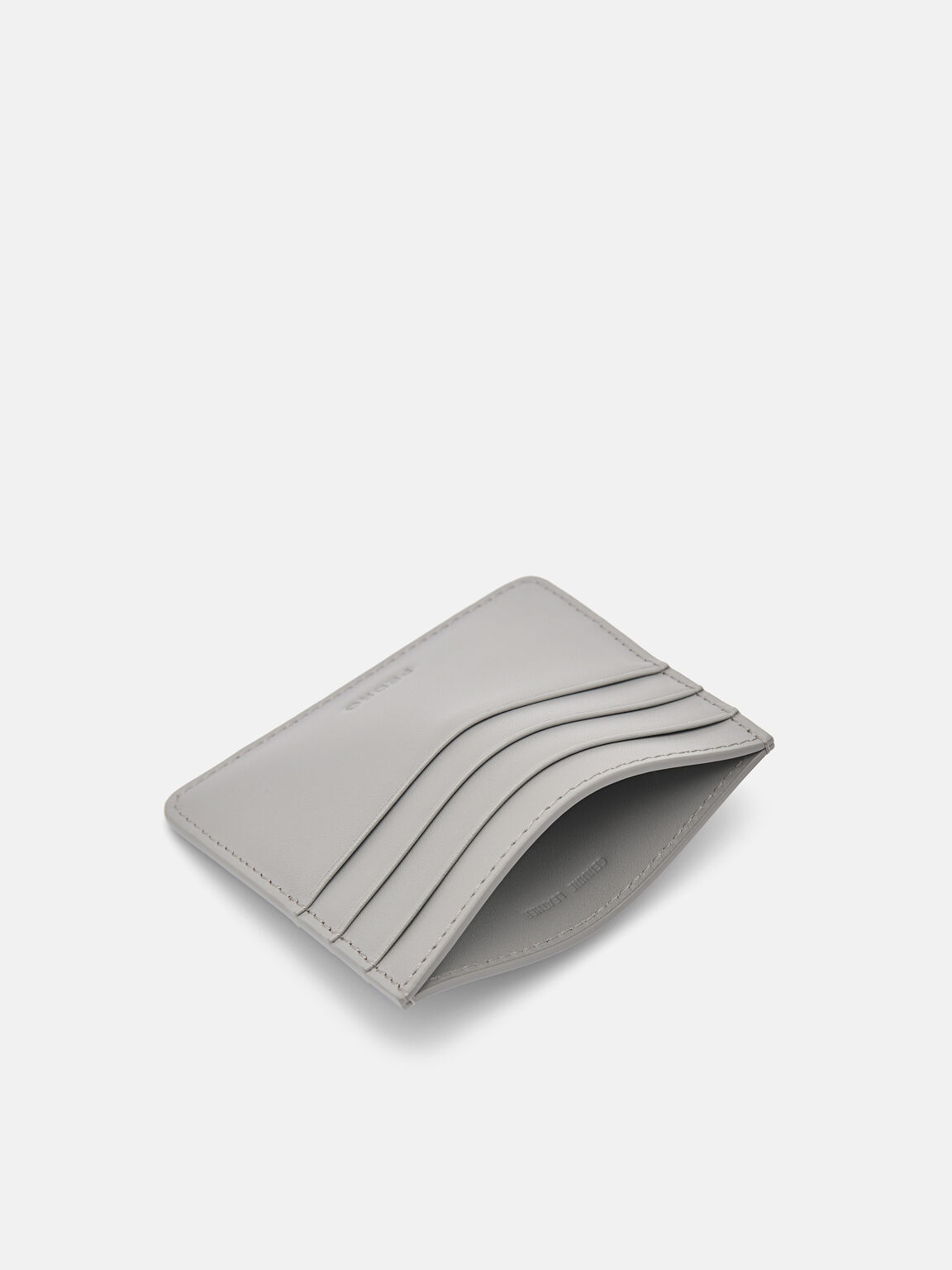 Leather Card Holder, Grey