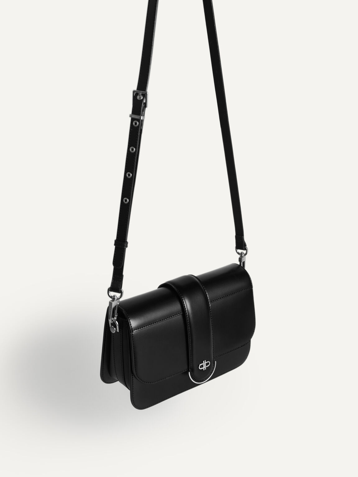 Icon Leather Shoulder Bag, Black