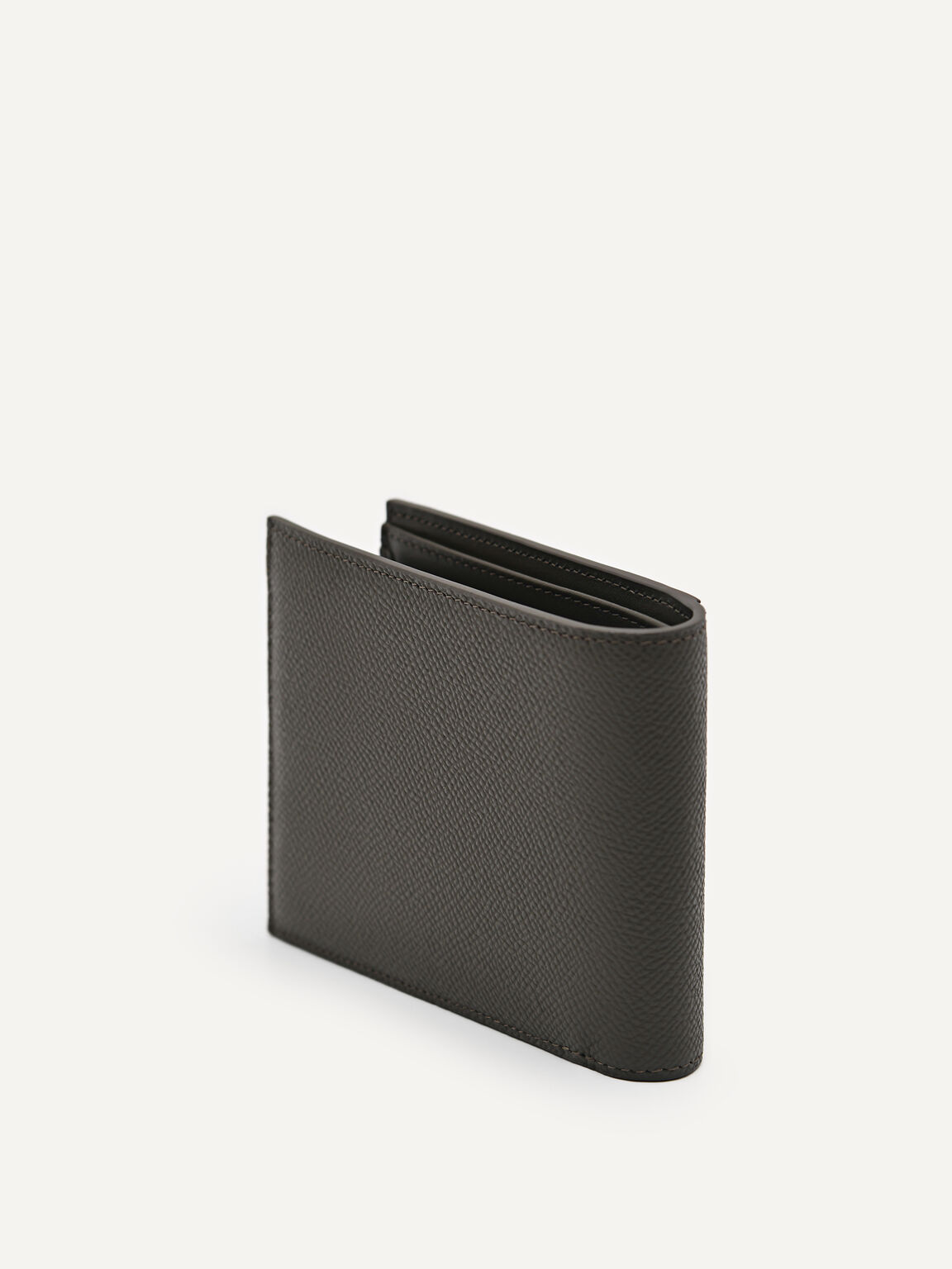 Embossed Leather Bi-Fold Wallet with Insert, Military Green