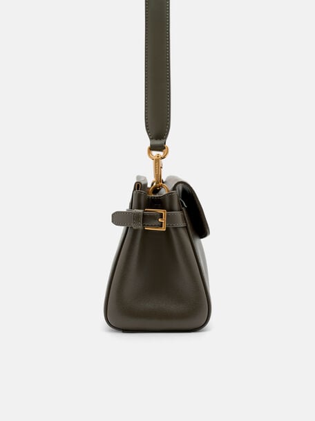 Emory Leather Shoulder Bag, Dark Olive