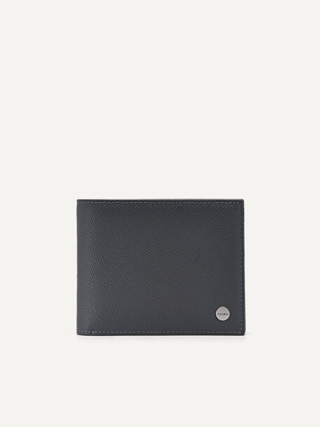 Leather Bi-Fold Wallet with Insert, Dark Grey