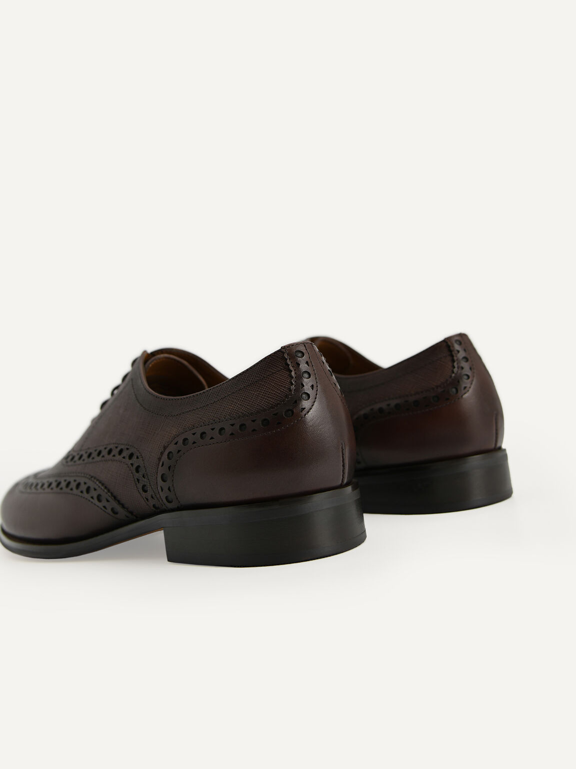 Textured Brogue Oxford Shoes, Dark Brown