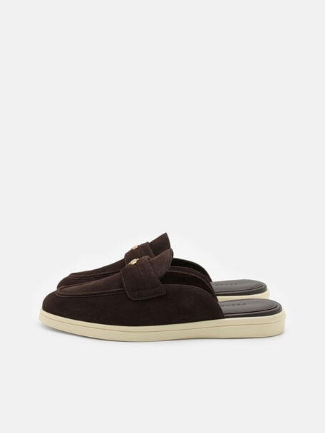 Roam Suede Mules, Espresso Brown Suede