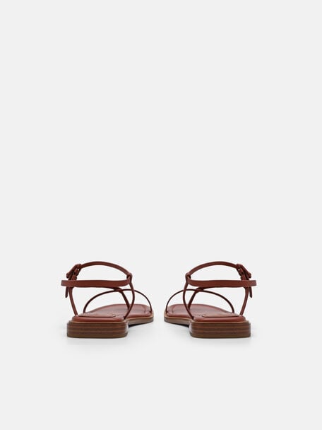 Ashby Leather Strappy Sandals, Brick