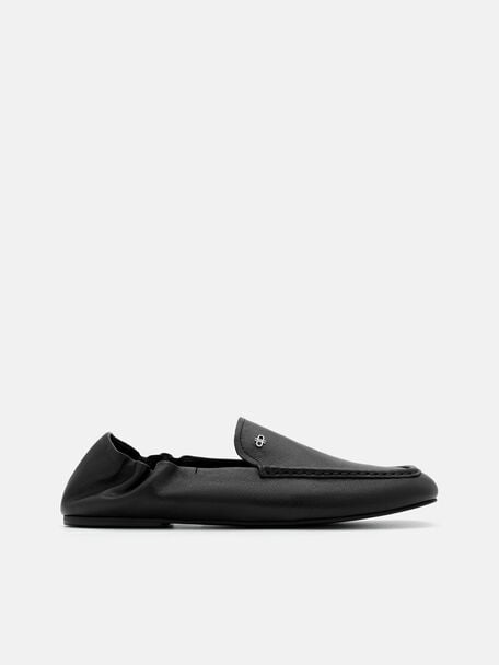 Gabrielle Leather Loafers, Black